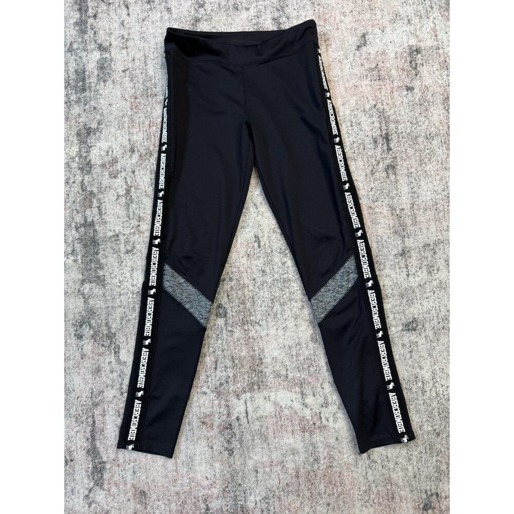 Abercrombie Fitch Kids 11/12 Girls Athletic Leggings Black White Pants